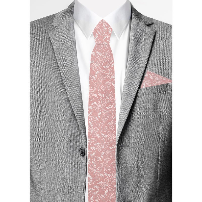 Jacob Alexander Men's Slim Width 2.75" Floral Neck Tie - Dusty Rose - Image 4